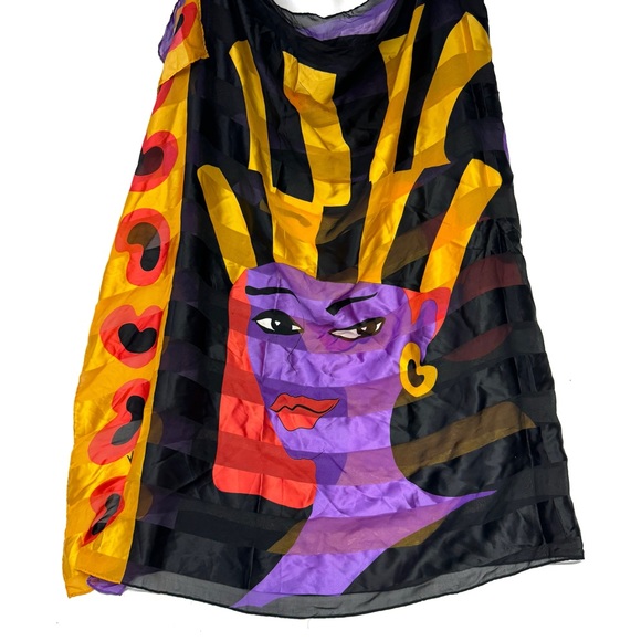 Retro Bright Kate Scarf Satan Bold Sheer Wrap - Picture 2 of 9